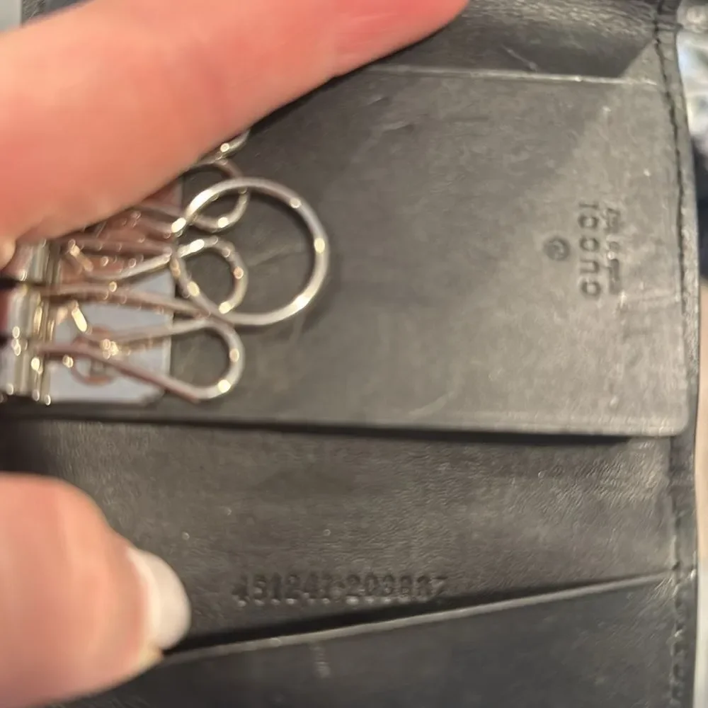 Gucci Brown and Black Key Card Holder with Signature Monogram